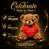 Ours en peluche pour la fête des mères, jouet en peluche doux avec cœur rouge, cadeau pour maman