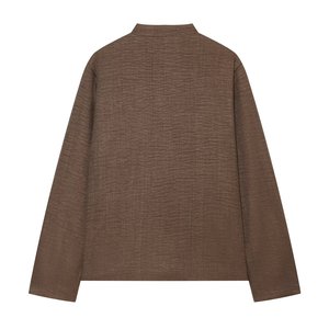 Chaqueta Casual Personalizada 2026 para <span class=keywords><strong>Mujer</strong></span>, Corte Holgado, Cuello Mandarín, Color Sólido, Estilo Vintage con Botones Tradicionales Tipo Rana, OEM/ODM - Product Image 4