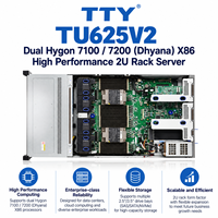 Serveur en rack 2U haute performance TTY TU625V2 Dual Hygon 7100 7200 Dhyana X86 pour le calcul en nuage, les centres de données et la sécurité