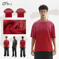 T-shirt en coton délavé dégradé de style streetwear décontracté pour adolescents, de haute qualité, vintage, délavé, manches raglan, 230g