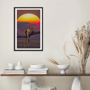 Arte de Pared en Lienzo con Diseño de Leopardo al Atardecer Africano Moderno, Impresión HD de Vida Silvestre y Paisajes Naturales, Enmarcado y Estirado para Decoración de Sala de Estar - Product Image 5