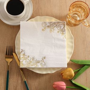 Gold Edged Printed Paper Napkins 330mm Wedding Disposable Tableware 20 Sheets Per Pack - Product Image 2