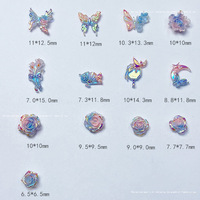 5 pièces/sac luxe fleur ongles breloques 3D Kitty Kawaii Aurora papillon résine autocollants et décalcomanies pour Nail Art décoration
