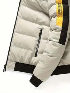 Veste à capuche pour homme en dropshipping - Manteau d'hiver décontracté en polyester 100% à motif alphabet, coupe régulière, tissu non extensible - Product Image 4