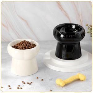 Eco-Friendly Indoor <strong>Pets</strong> Feeder <strong>Durable</strong> Ceramic Cat <strong>Bowl</strong> with High Foot Anti-Knock Protection - Product Image 2