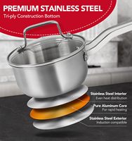 Casserole en acier inoxydable avec couvercle, ensemble de casseroles à induction, ensemble de marmites, batterie de cuisine, pour lait et soupes, vente en gros usine