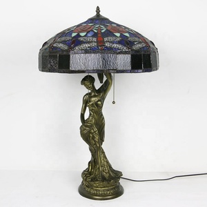 LongHuiJing European Style Stained Glass Table Lamp with LED E26/B22 Bulb Base 16-Inch for Living Room Home <b>Decor</b> - Product Image 6