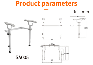 Adjustable Height and Width Bathroom <strong>Toilet</strong> Rails Stainless Steel Hand Railing Stability - Product Image 3