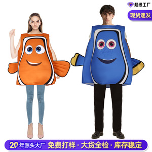 Costume de poisson-clown Manyusha pour femme adulte, tenue de cosplay de Finding Nemo, haut de poisson orange, robe de fête d'Halloween - Product Image 2