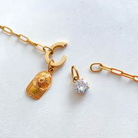 Pulsera de Cadena de Acero Inoxidable Chapada en Oro de 14K con Colgante de Cristal de Fresa para Mujer, Joyería Emanco