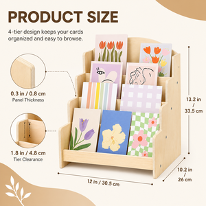 ชั้นวางของไม้แบบตั้งโต๊ะ 4 ชั้น สำหรับจัดระเบียบเอกสาร หนังสือเด็ก ชั้นวางของแบบมีระดับ จากผู้ผลิตชั้นนำ - Product Image 2