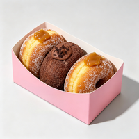 Caja de cartón curvada, plegable y abierta para llevar, ideal para donuts, crepas y pasteles, venta al por mayor.