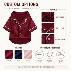 Cute Solid Color Satin <b>Dog</b> Coat Maroon with White Trim All Seasons Pet <b>Clothes</b> for <b>Dogs</b> - Product Image 2