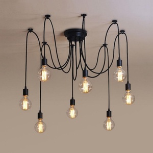 Suspension d'intérieur vintage Retro Edison Bulb Iron Multi Arms Black Spider Lighting Chandelier avec plusieurs têtes de style loft - Product Image 6