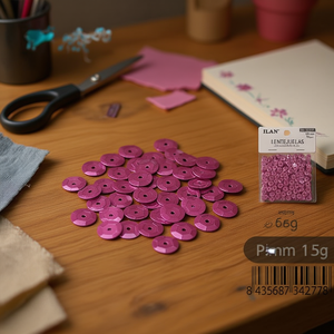 Paillettes Ilan 6mm Rosa 15g Per Artigianato e Decorazione - Product Image 2