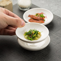 La Chine écologique 3 pouces en céramique blanche porcelaine salade ketchup moutarde wasabi sauce soja mini plat de dîner contact alimentaire maison sûre