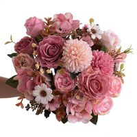 Bouquets de fleurs artificielles faits à la main, fleurs artificielles pour la décoration d'escaliers, mariage, pivoines vintage, fleurs en soie, style moderne