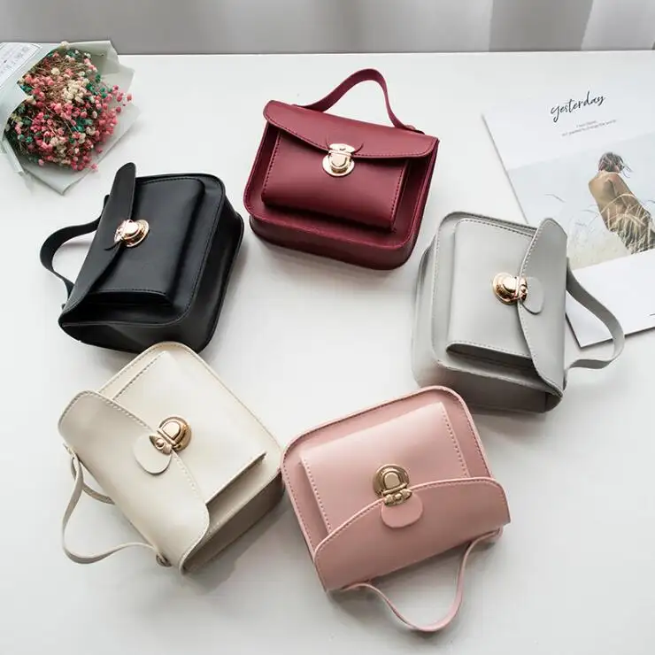 ขายส่งแฟชั่นหนังเกาหลียี่ห้อสุภาพสตรี Minimalist กระเป๋าเงินสแควร์น่ารัก Mini Crossbody กระเป๋า