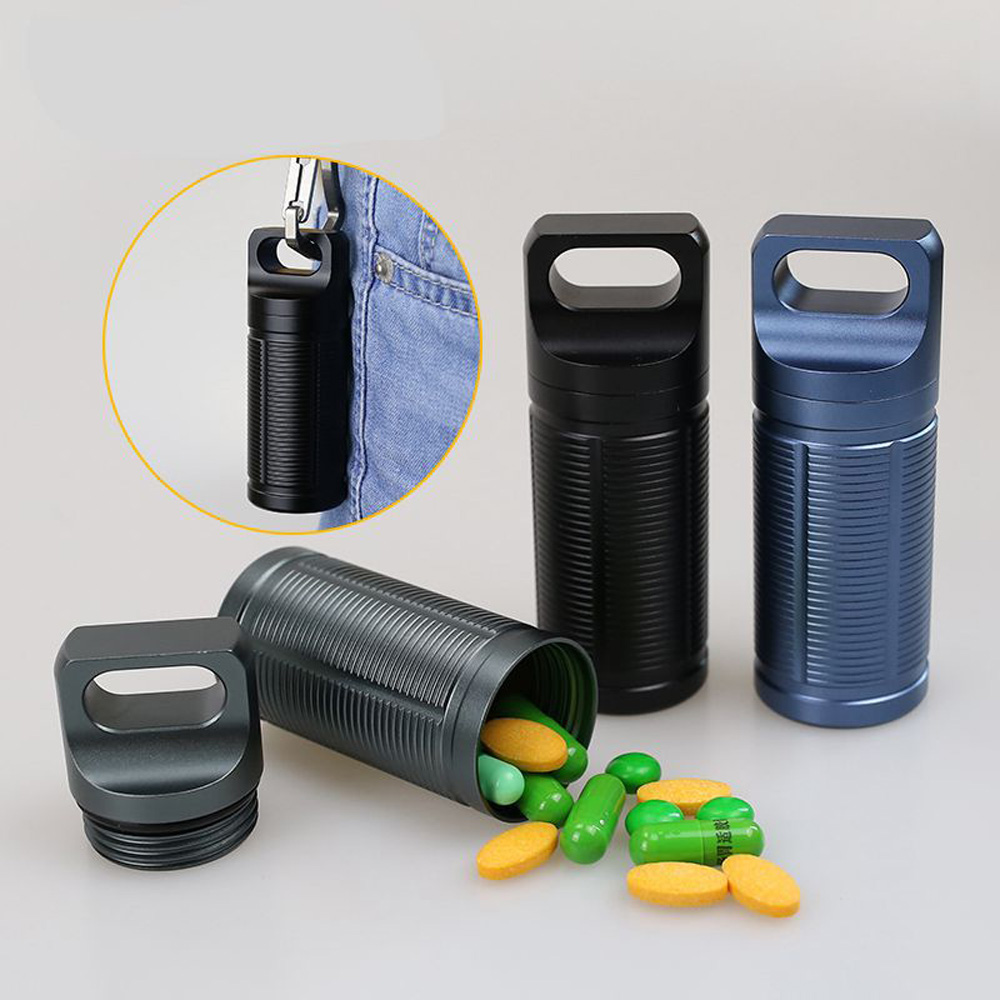 Portable Waterproof Aluminum Alloy Medicine Bottle Outdoor Sealed Large Capacity First Aid Storage Box