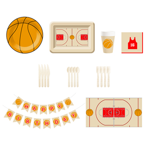 DAMAI - Platos de Papel, Vasos de Papel y Servilletas con Diseño de Baloncesto Personalizados para Fiestas de Cumpleaños - Product Image 5
