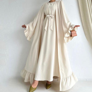 Ensemble <span class=keywords><strong>Abaya</strong></span> EID Nouvelle Mode Manches Cloche Larges <span class=keywords><strong>Kimono</strong></span> Sans Manches Robe Antidérapante Vêtement Islamique Robe Musulmane de Haute Qualité pour Femmes - Product Image 1