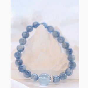 천연 <span class=keywords><strong>Kyanite</strong></span> 아쿠아 마린 팔찌 수집가 학년 블루 크리스탈 보석 치유 돌 선물 여성용 - Product Image 2