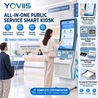 Kiosque d'auto-enregistrement médical pour hôpital, système de paiement sans argent liquide, lecteur de codes-barres 1D/2D, imprimante thermique de reçus, terminal 32 pouces