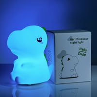 Nouveauté 2027 : Lampe de nuit en silicone mignonne en forme de dinosaure, commande tactile, changement de couleur RVB, lampe LED rechargeable par USB, décoration d'intérieur, cadeau