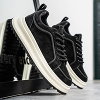 Baskets compensées en daim pour hommes, semelle épaisse, style décontracté, rehaussantes, tendance streetwear, chaussures de skate