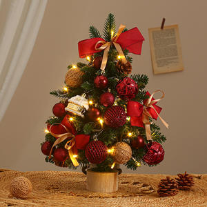 <span class=keywords><strong>Mini</strong></span> sapins nobles: pré-décorés avec des lumières, des ornements et des arcs, parfaits pour la décoration de la maison/fête - Product Image 5