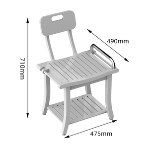 Modern Wood Teak Eco-Friendly Luxury Shower Bench with Handles Backrest 2 Shelves Waterproof <strong>Storage</strong> Shaving <strong>Seat</strong> for <strong>Bathroom</strong> - Product Image 6