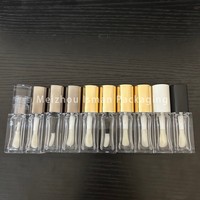 Tube de gloss à lèvres carré ISMAN 8 ml avec capuchon doré et blanc, grand applicateur, emballage vide pour gloss à lèvres, logo personnalisé de luxe, flacon rond en PET