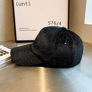 Casquette de baseball 5 panneaux en velours côtelé couleur unie (noir, rose, gris) avec nœuds et sequins, style formel, sportif, quotidien, décontracté, danse urbaine, vente en gros - Product Image 5