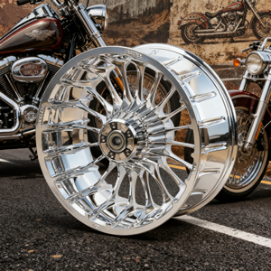 Jantes de <span class=keywords><strong>moto</strong></span> avant arrière 18/21/23 chromées à rayons multiples pour les jantes de roues 18-later harley Softail Fatboy Breakout, <span class=keywords><strong>Tubeless</strong></span> Wheels - Product Image 1