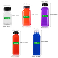 Bouteilles Carrées en Plastique PET Personnalisées pour Jus, avec Couvercle – Capacités Variées : 200ml, 240ml, 300ml, 350ml, 500ml, 550ml, 600ml, 750ml, 1000ml