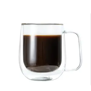 Tazza di vetro a doppia parete tazze da caffè tazza per bevande salutari resistente al calore tazze TeaTransparent
