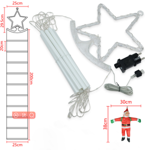 סנטה לטפס הוביל תלייה סולם אורות כוכב שלג פתית עמיד למים חיצונית חג המולד עץ חג המולד - Product Image 6