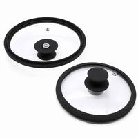 Couvercle en verre trempé de type G pour ensemble de casseroles, bord en silicone, couvercle de casserole en acier inoxydable résistant à la chaleur avec évent de vapeur, diamètre 38 cm