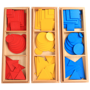 Material didáctico de madera Montessori, gradiente superpuesto, formas geométricas, educación, círculos concéntricos, cuadrados, triángulos - Product Image 1