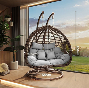 Sedia a dondolo doppia a sospensione in rattan per esterni, stile americano moderno, per hotel e cortili - STG - Product Image 6