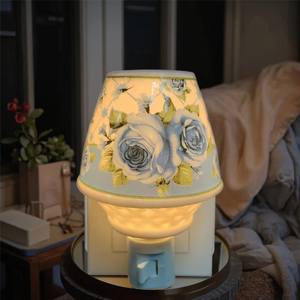 Lampe de nuit <span class=keywords><strong>à</strong></span> <span class=keywords><strong>brancher</strong></span> Guangli GL-TC3, motif roses, taille moyenne, en porcelaine, source de lumière blanc chaud, pour la décoration de la maison - Product Image 5