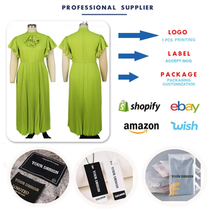 AM040301 Vestido Largo de Fiesta Moderno <span class=keywords><strong>para</strong></span> Mujer, Casual, con Lazo Decorativo, Manga con Volantes, Cuello Redondo, Corte en A, Elegante, Plisado, Verde, Formal - Product Image 3