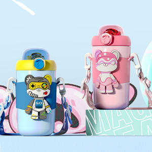 Gourde isotherme en plastique pour enfants, modèle féminin, avec paille, design créatif et tendance, écologique, portable, pour étudiants et bébés - Product Image 3