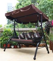 Fauteuil balançoire de jardin moderne en bois 3 places avec auvent, banc et coussins en tissu pour pergola et gazebo – Vente en gros