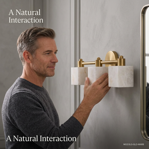 Modern Marble <b>Wall</b> <b>Sconce</b> Square Minimalist Design Brass Finish Indoor Bathroom Decor <b>Lighting</b> Fixture - Product Image 3