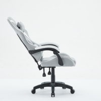 Chaise de jeu ergonomique pivotante de style racing en tissu gris, classe 4, avec vérin à gaz et roulettes en PU