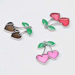 Pendentif cœur cerise en alliage de zinc et résine époxy pour la fabrication de boucles d'oreilles, accessoires de bijouterie GJ187 - Product Image 5