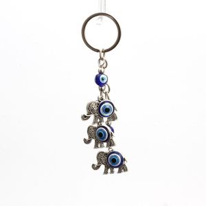 Best Sellers Alloy Turkish Evil Blue Eye 3 Lucky Elephants Pendant Keychain for Users - Product Image 2