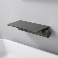Robinet de lavabo mural encastré noir Weihao avec étagère de rangement, mitigeur monocommande eau chaude et froide pour salle de bain
