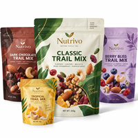 Sachet à fond plat pour canneberges séchées, marque privée, haute barrière, fermeture éclair, anti-humidité, emballage pour fruits, mélange de fruits secs, pochette verticale